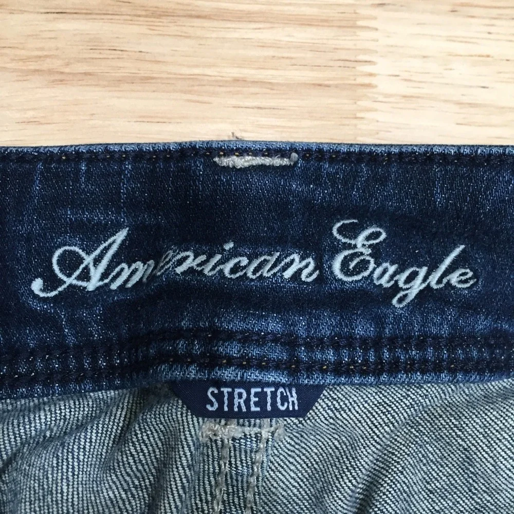American Eagle Womens Slim Boot Jeans Stretch Size 4 Short Dark Wash Blue